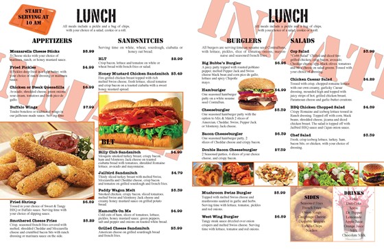 Menu: Jailbird Diner